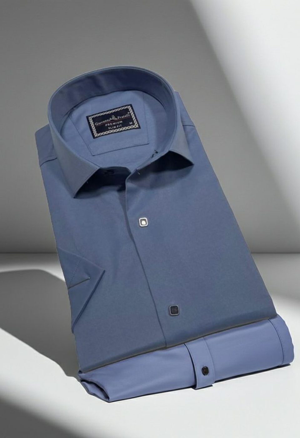 Slim Fit Kısa Kol Düz Renk Saten Erkek Gömlek 3GMK323031016
