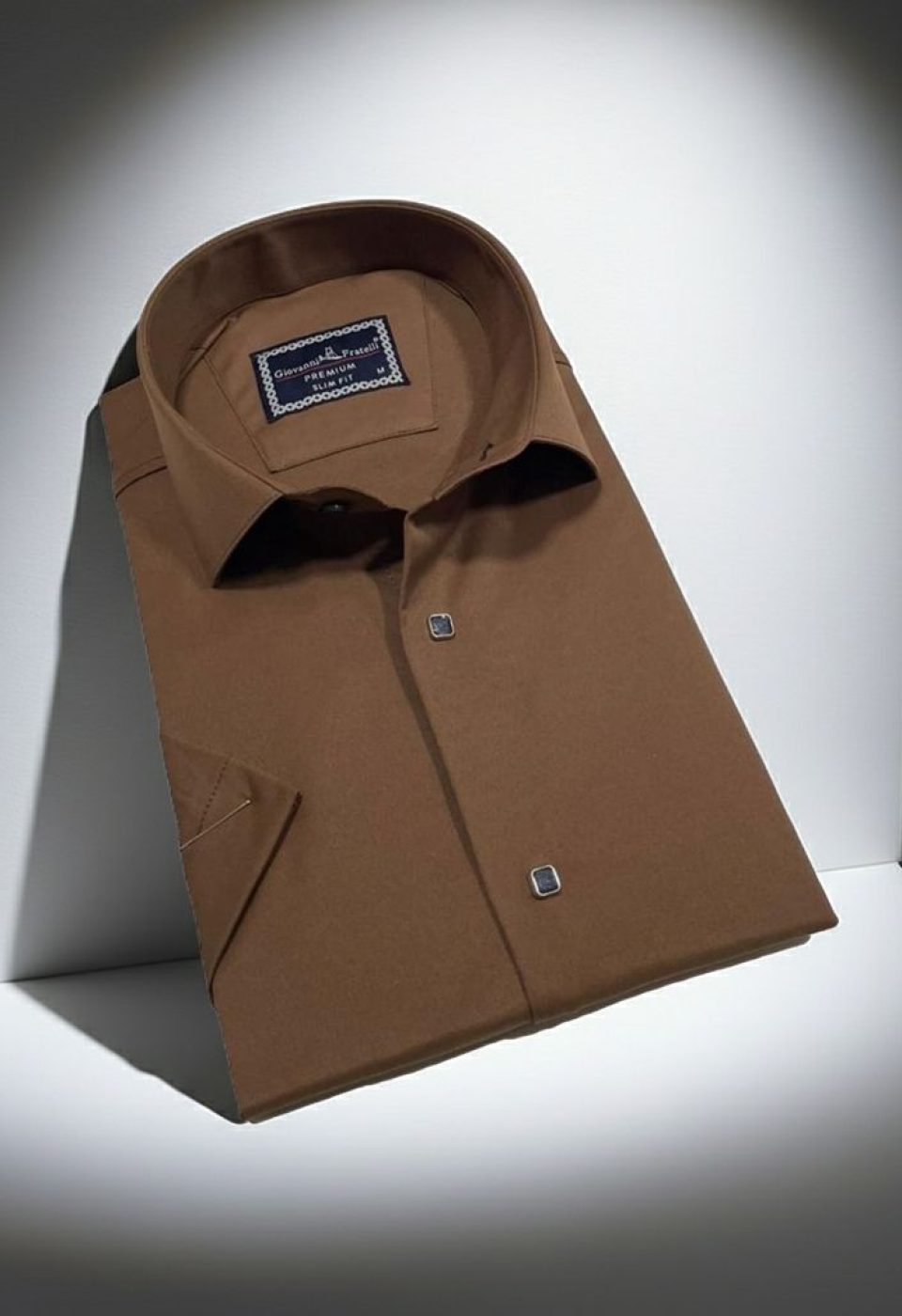 Slim Fit Kısa Kol Düz Renk Saten Erkek Gömlek 3GMK323031017