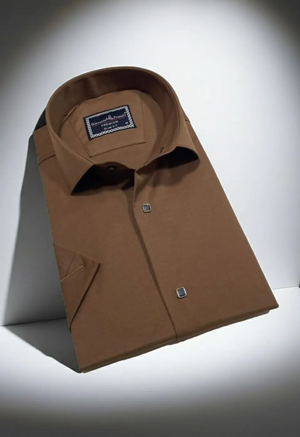 Slim Fit Kısa Kol Düz Renk Saten Erkek Gömlek 3GMK323031017 Slim Fit Kısa Kol Düz Renk Saten Erkek Gömlek 3GMK323031017