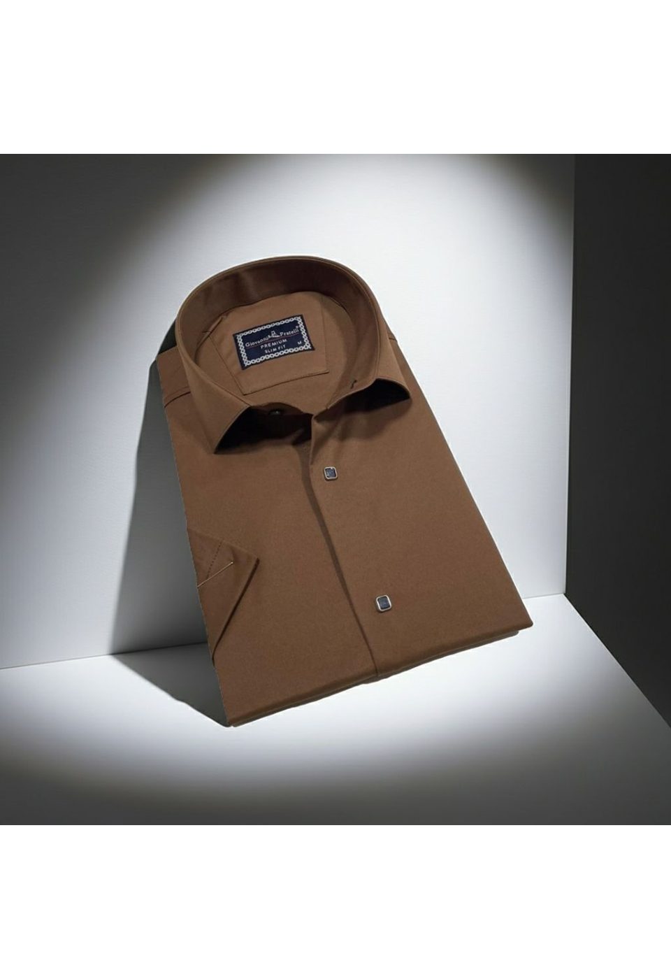 Slim Fit Kısa Kol Düz Renk Saten Erkek Gömlek 3GMK323031017 - Giovanni Fratelli