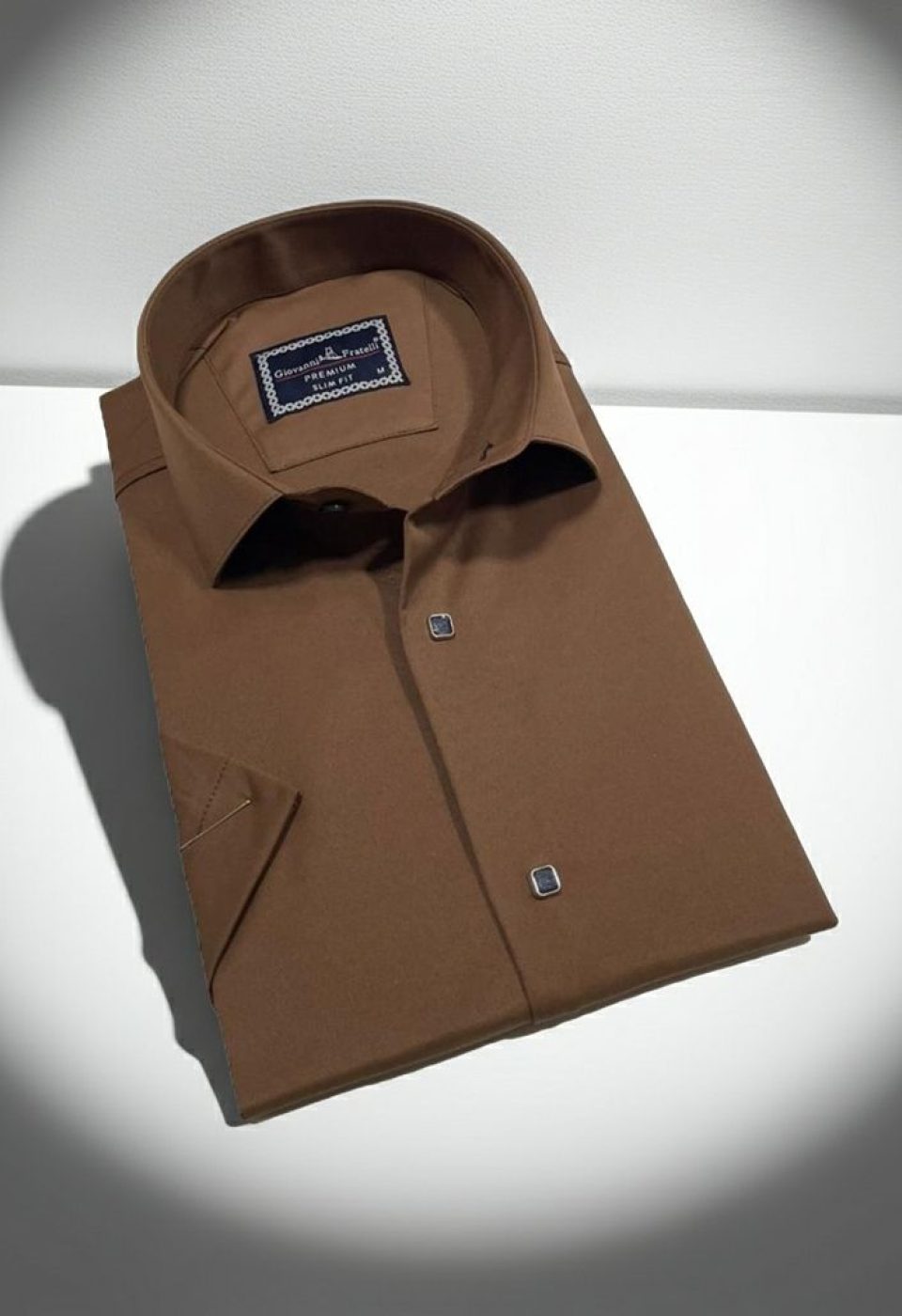 Slim Fit Kısa Kol Düz Renk Saten Erkek Gömlek 3GMK323031017 - Giovanni Fratelli
