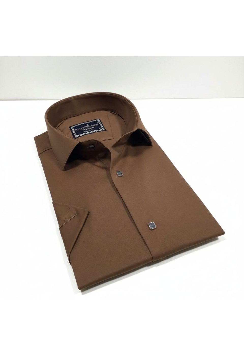 Slim Fit Kısa Kol Düz Renk Saten Erkek Gömlek 3GMK323031017 - Giovanni Fratelli