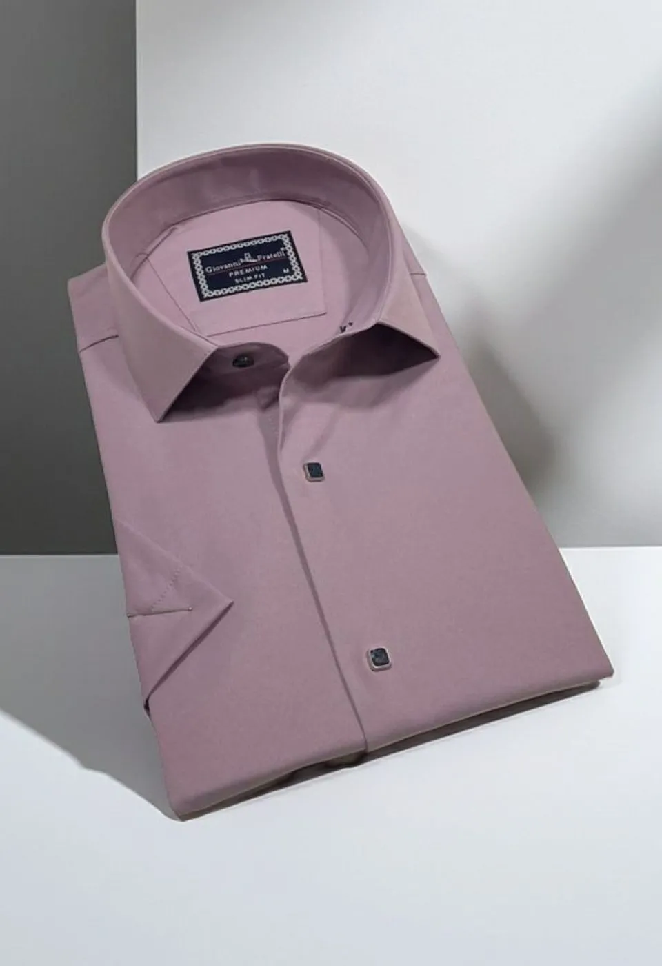 Slim Fit Kısa Kol Düz Renk Saten Erkek Gömlek 3GMK323031018
