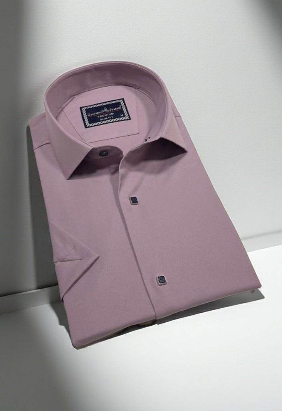 Slim Fit Kısa Kol Düz Renk Saten Erkek Gömlek 3GMK323031018