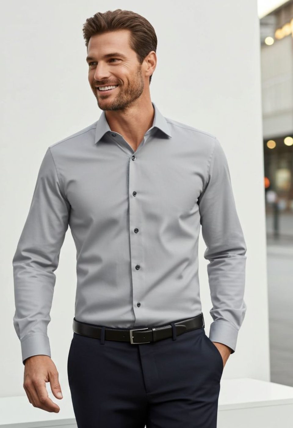 Slim Fit Uzun Kol Düz Renk Saten Erkek Gömlek 3GMK313031019