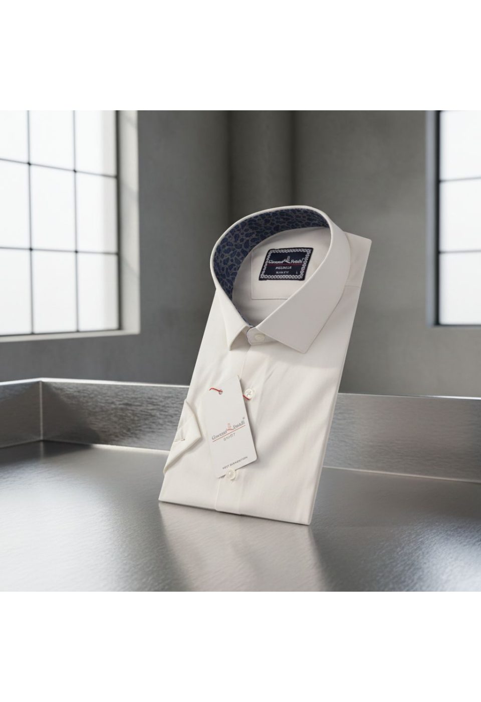 3032 CR K SATIN 005 Slim Fit Kısa Kol Düz Renk Saten Erkek Gömlek 3GMK333032005 - Giovanni Fratelli
