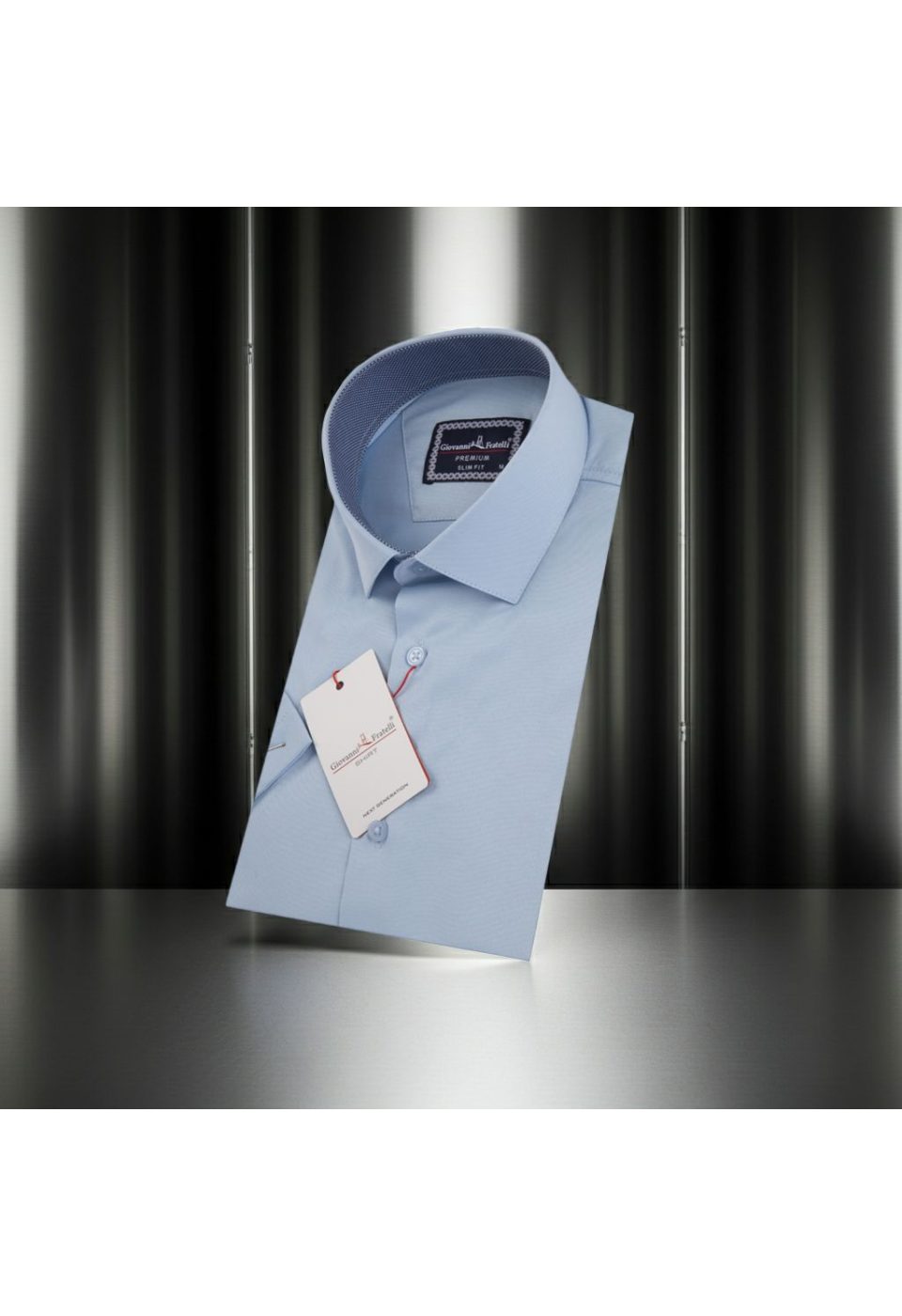 3032 CR K SATIN 013 Slim Fit Kısa Kol Düz Renk Saten Erkek Gömlek 3GMK333032013 - Giovanni Fratelli