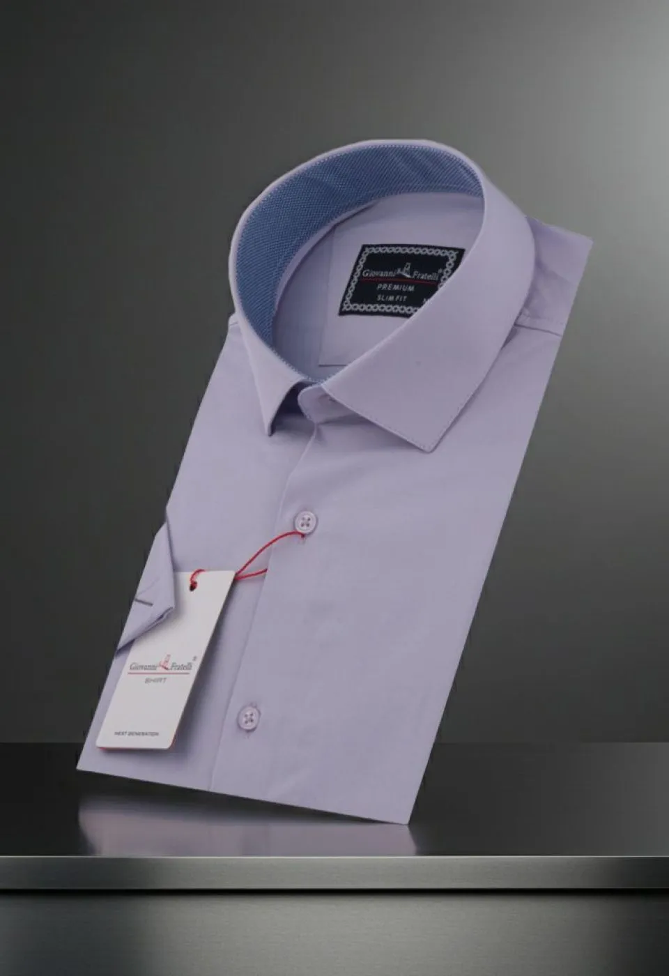 Slim Fit Kısa Kol Düz Renk Saten Erkek Gömlek 3GMK333032014