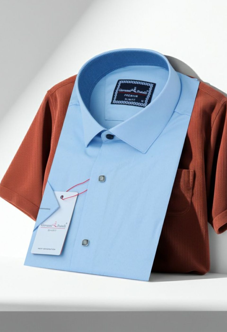 Slim Fit Kısa Kol Düz Renk Saten Erkek Gömlek 3GMK333033006 - Giovanni Fratelli