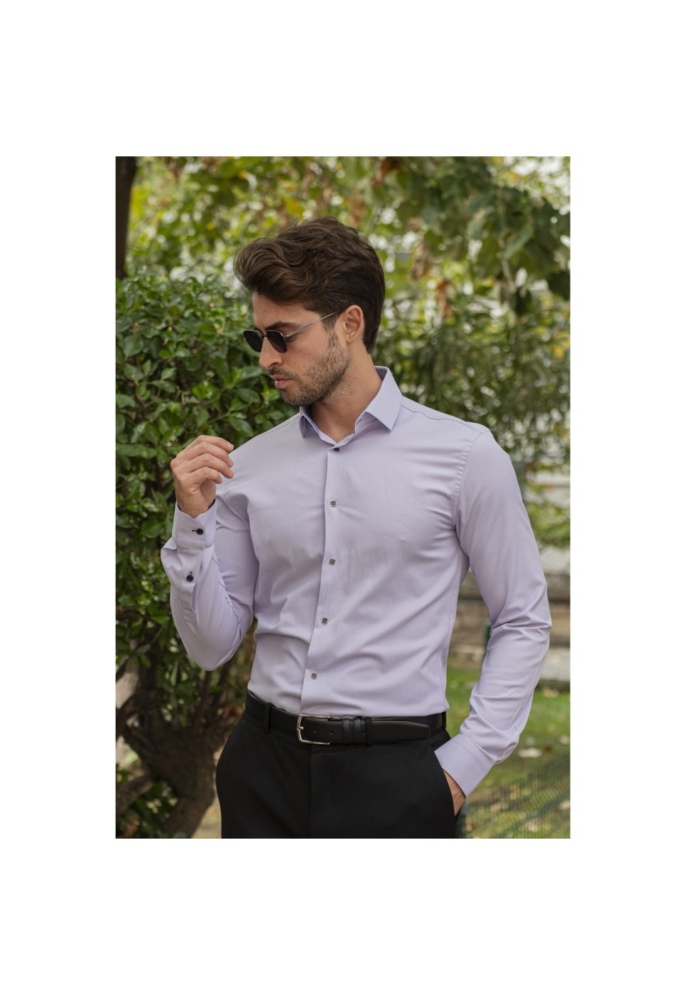 Slim Fit Uzun Kol Düz Renk Saten Erkek Gömlek 3GMK313033009 - Giovanni Fratelli