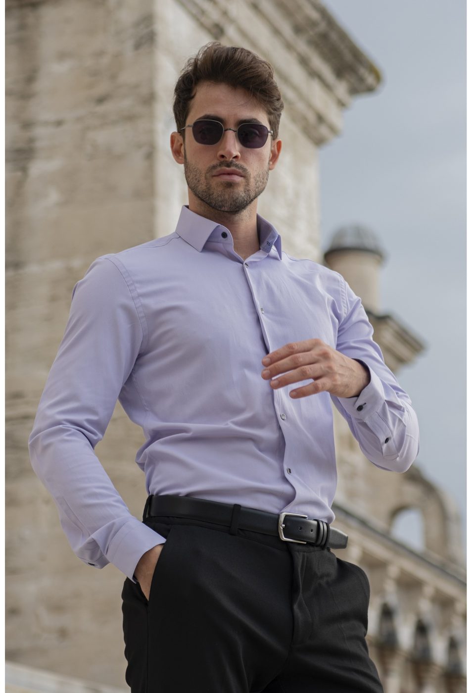 Slim Fit Uzun Kol Düz Renk Saten Erkek Gömlek 3GMK313033009 - Giovanni Fratelli