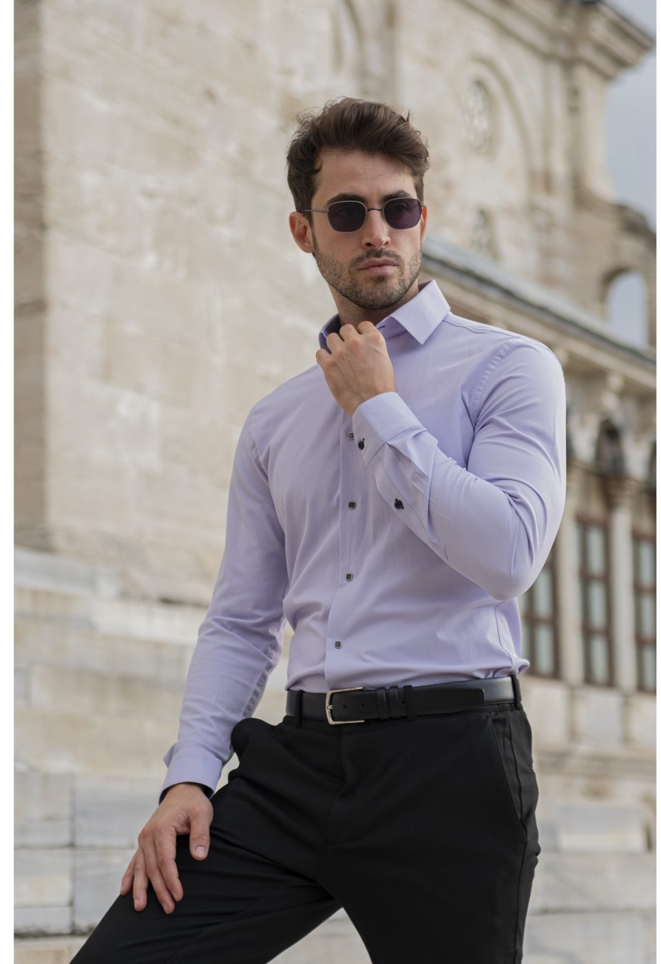 Slim Fit Uzun Kol Düz Renk Saten Erkek Gömlek 3GMK313033009 - Giovanni Fratelli