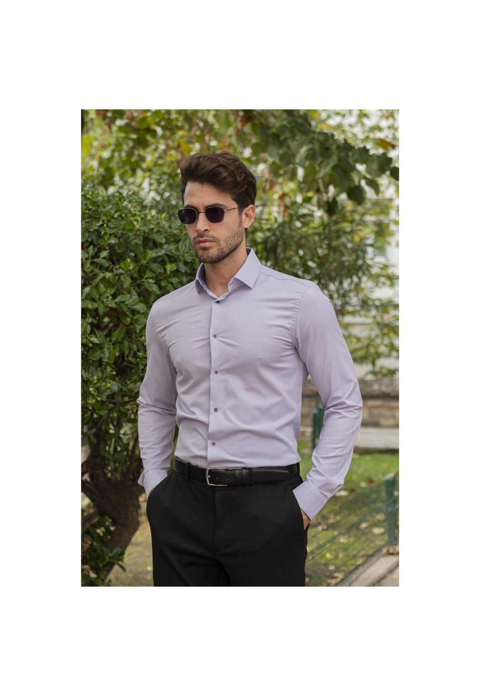 Slim Fit Uzun Kol Düz Renk Saten Erkek Gömlek 3GMK313033009 - Giovanni Fratelli
