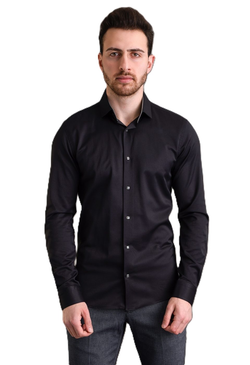 Slim Fit Uzun Kol Düz Renk Saten Erkek Gömlek 3GMK313033030 - Giovanni Fratelli