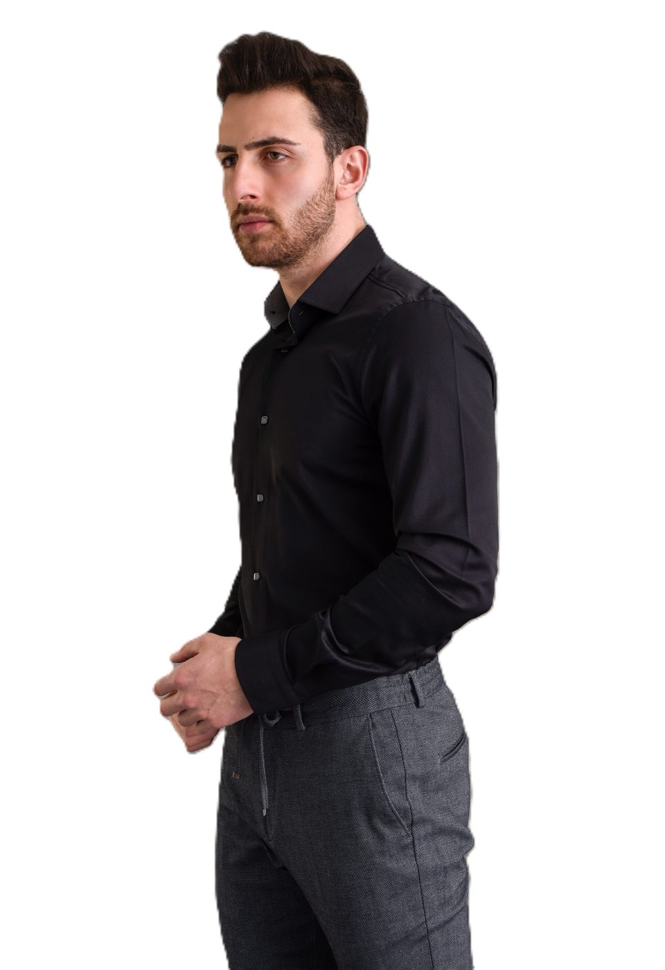 Slim Fit Uzun Kol Düz Renk Saten Erkek Gömlek 3GMK313033030 - Giovanni Fratelli
