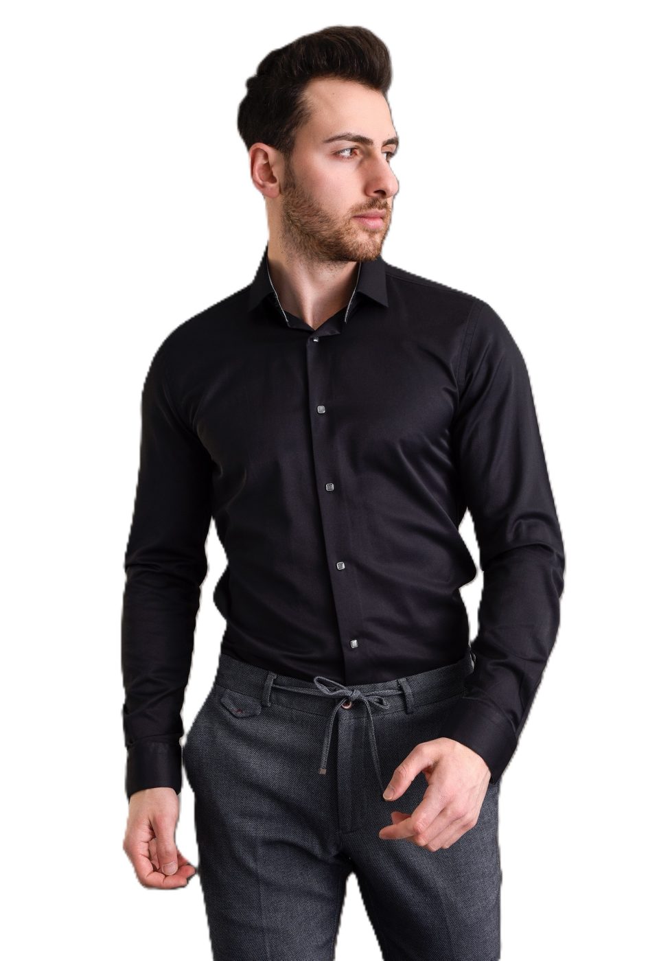 Slim Fit Uzun Kol Düz Renk Saten Erkek Gömlek 3GMK313033030 - Giovanni Fratelli