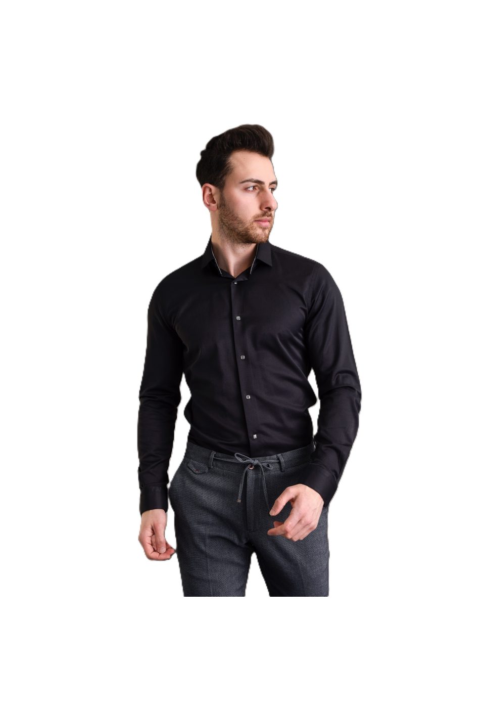 Slim Fit Uzun Kol Düz Renk Saten Erkek Gömlek 3GMK313033030 - Giovanni Fratelli