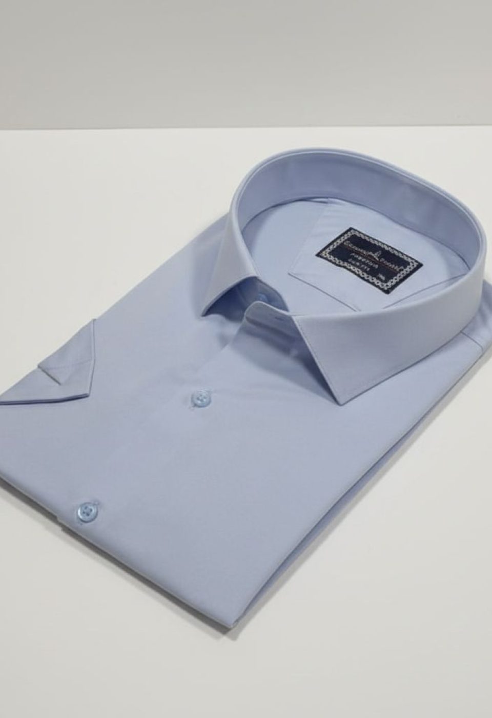 Büyük Beden Slim Fit Kısa Kol Düz Renk Erkek Gömlek 4GMK313036005