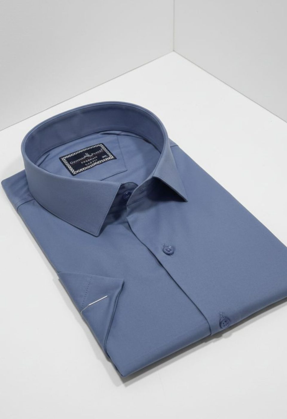 Büyük Beden Slim Fit Kısa Kol Düz Renk Erkek Gömlek 4GMK313036008