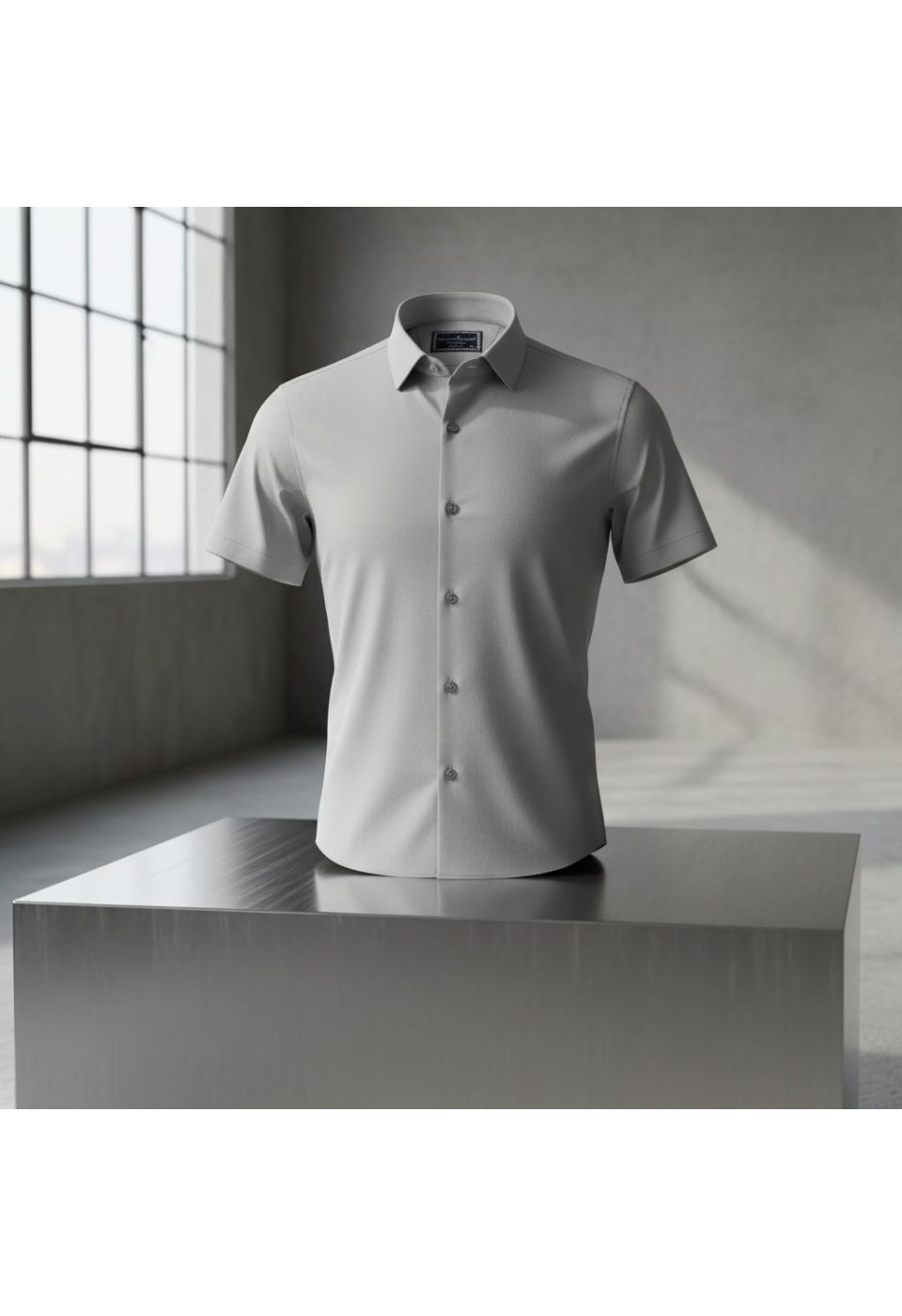 3036 BT CR K SATIN 009 Büyük Beden Slim Fit Kısa Kol Düz Renk Erkek Gömlek 4GMK313036009 - Giovanni Fratelli