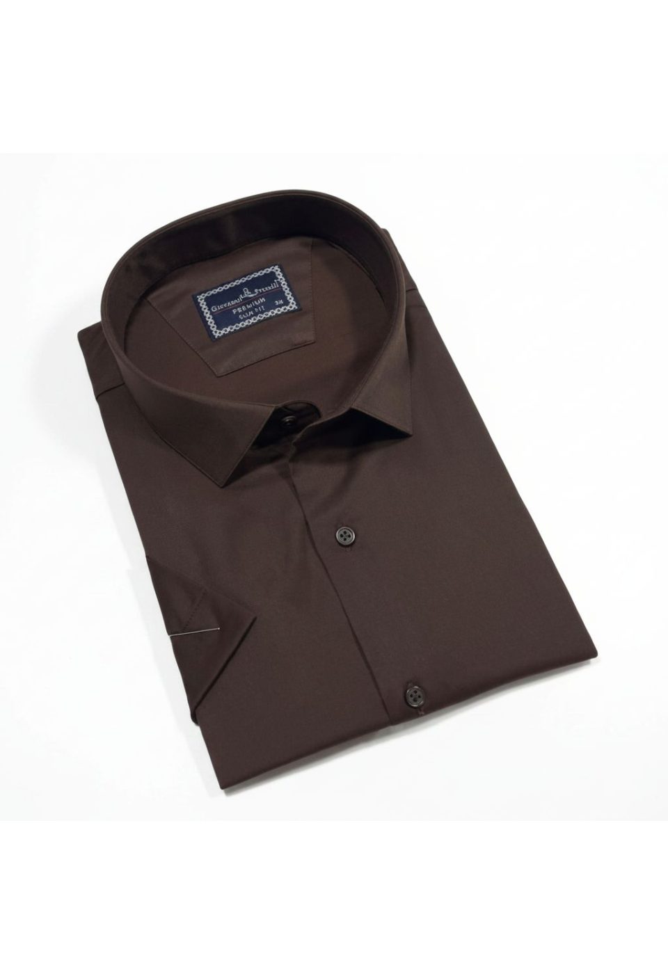3036 BT CR K SATIN 010 Büyük Beden Slim Fit Kısa Kol Düz Renk Erkek Gömlek 4GMK313036010 - Giovanni Fratelli
