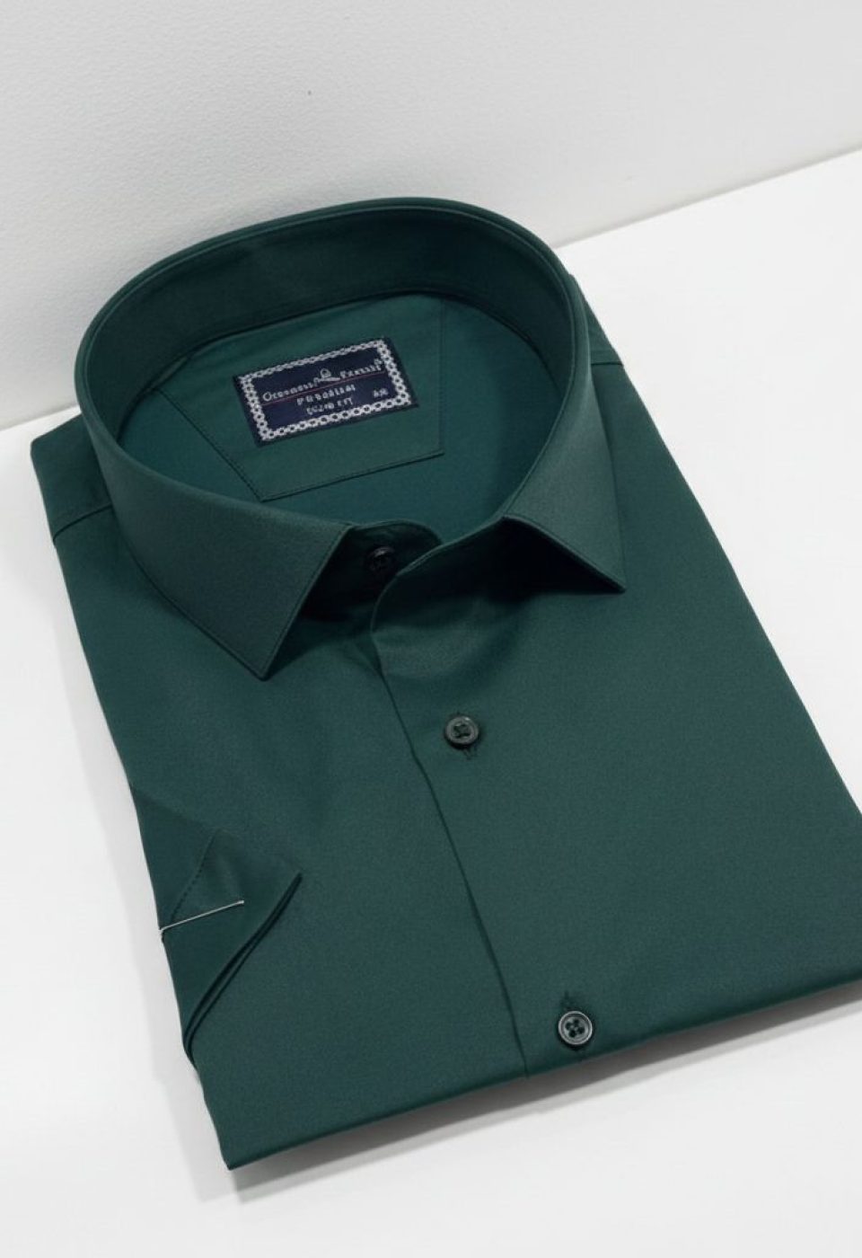 Büyük Beden Slim Fit Kısa Kol Düz Renk Erkek Gömlek 4GMK313036013