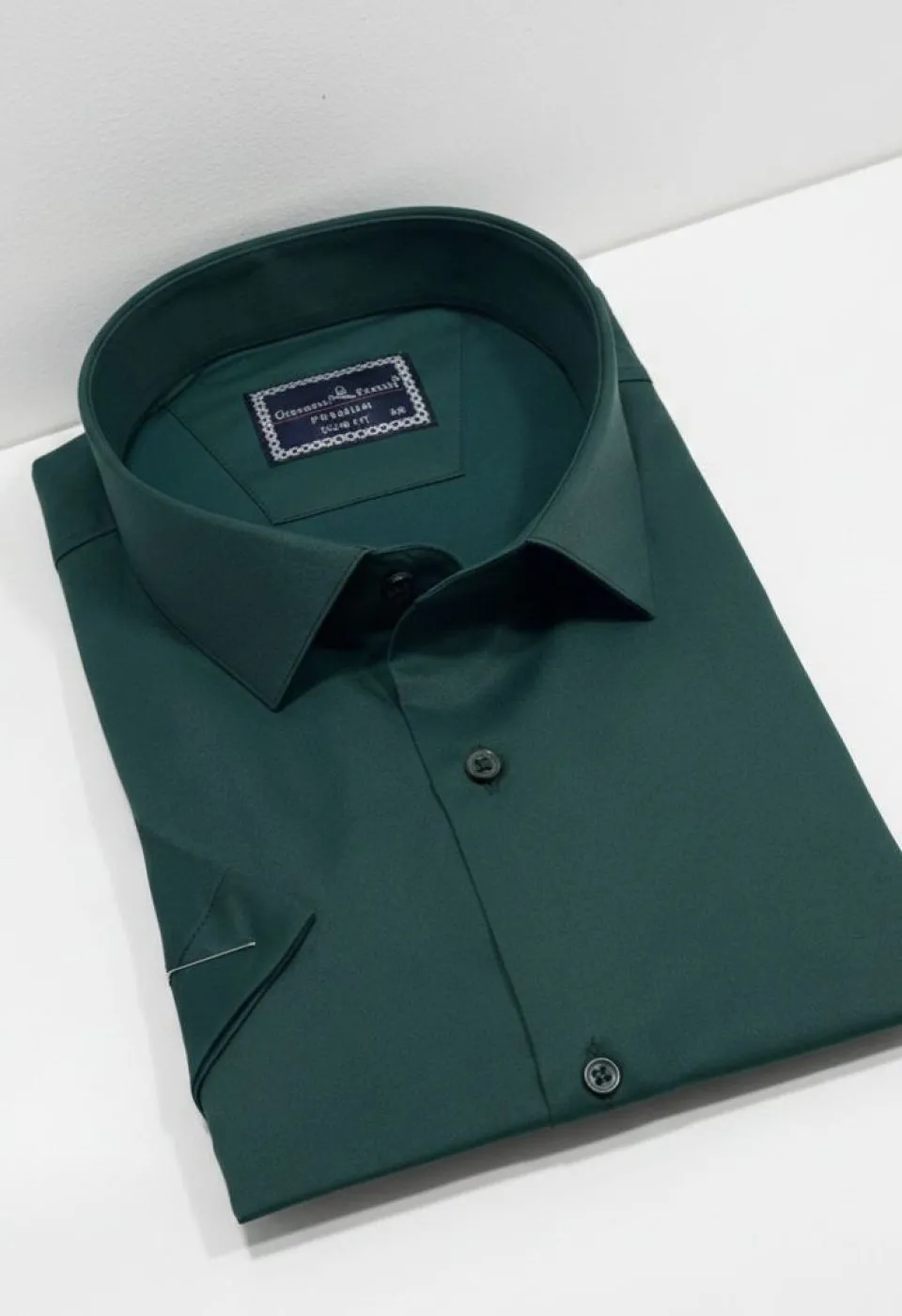 Büyük Beden Slim Fit Kısa Kol Düz Renk Erkek Gömlek 4GMK313036013