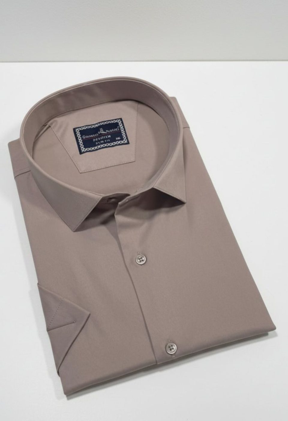 Büyük Beden Slim Fit Kısa Kol Düz Renk Erkek Gömlek 4GMK313036014