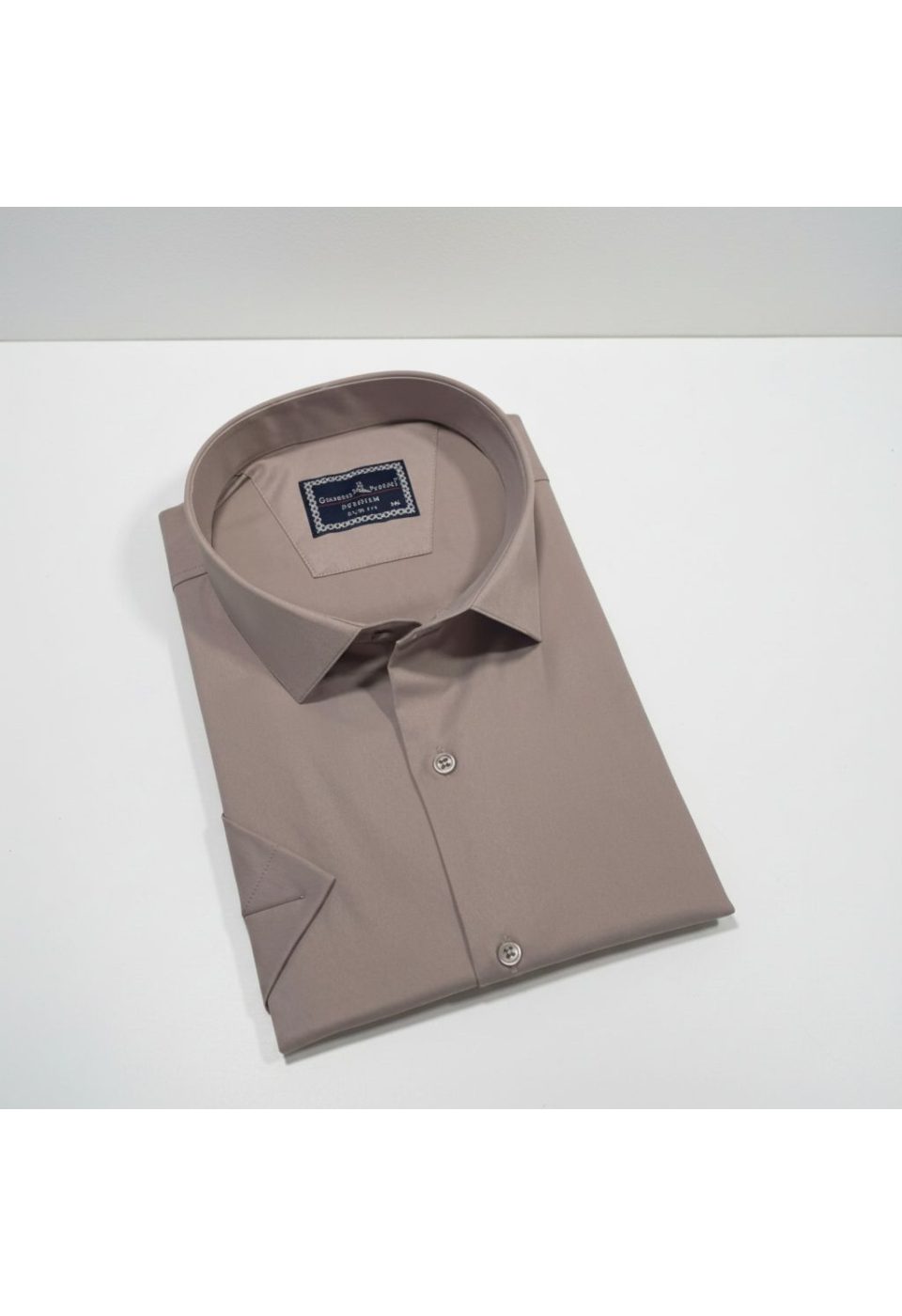 3036 BT CR K SATIN 014 Büyük Beden Slim Fit Kısa Kol Düz Renk Erkek Gömlek 4GMK313036014 - Giovanni Fratelli