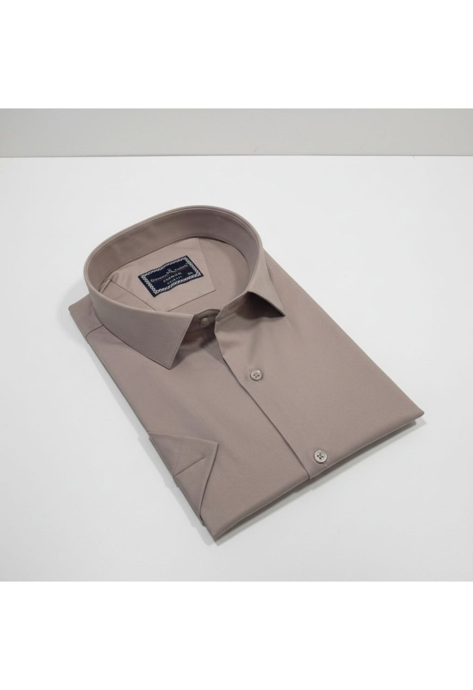 3036 BT CR K SATIN 014 Büyük Beden Slim Fit Kısa Kol Düz Renk Erkek Gömlek 4GMK313036014 - Giovanni Fratelli