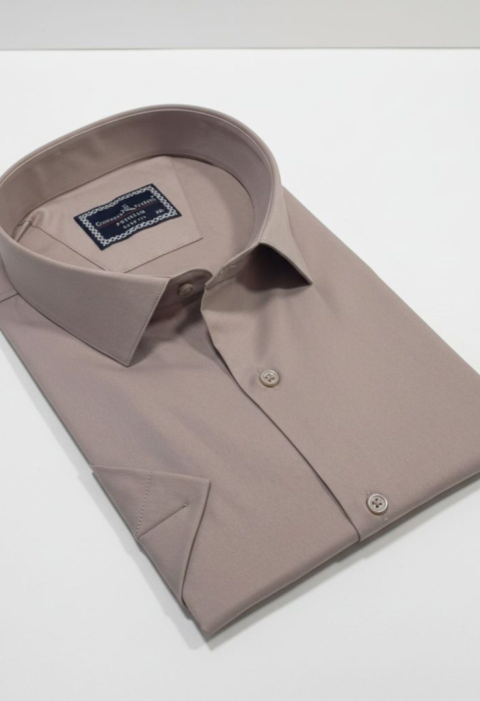3036 BT CR K SATIN 014 Büyük Beden Slim Fit Kısa Kol Düz Renk Erkek Gömlek 4GMK313036014 - Giovanni Fratelli