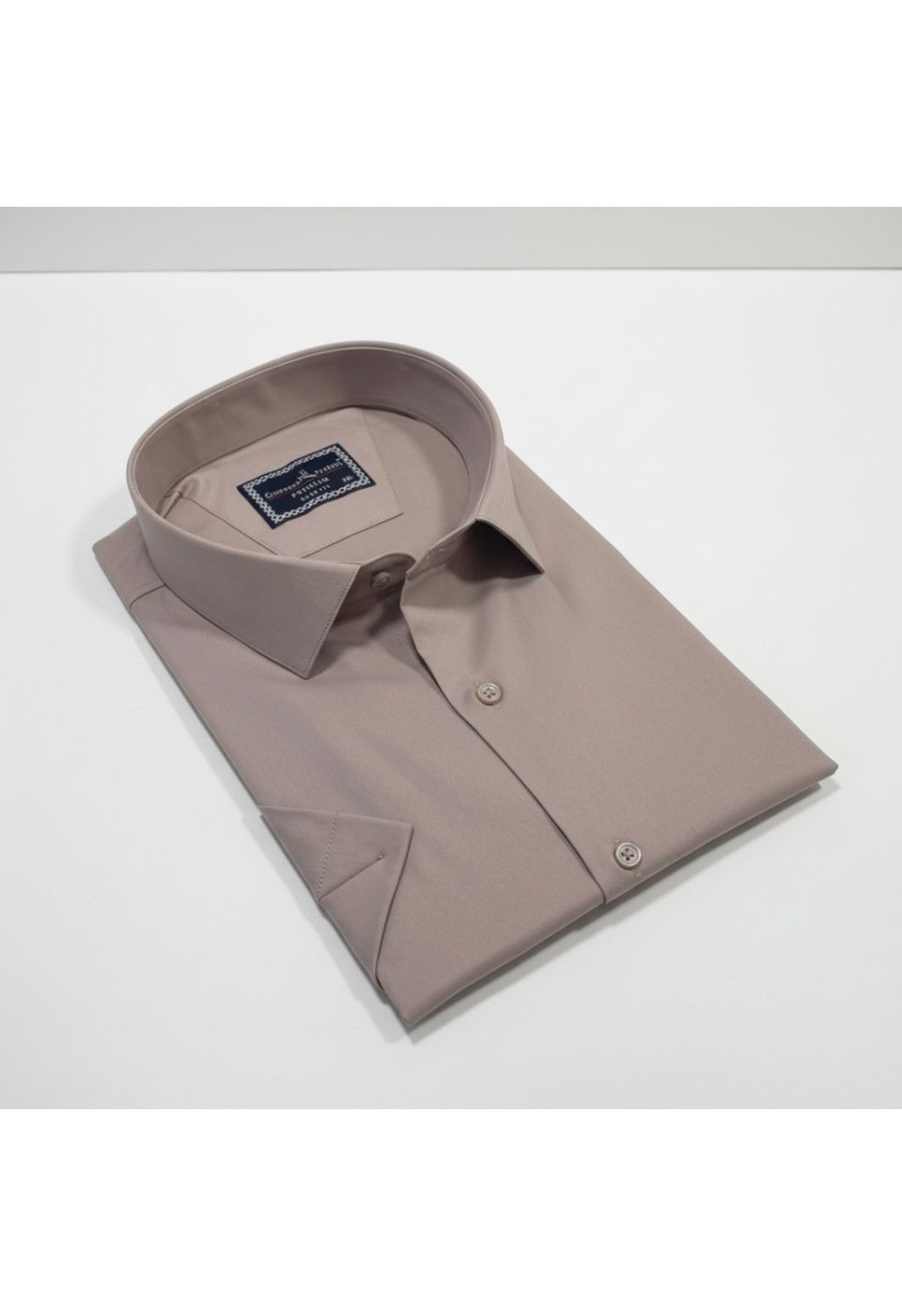 3036 BT CR K SATIN 014 Büyük Beden Slim Fit Kısa Kol Düz Renk Erkek Gömlek 4GMK313036014 - Giovanni Fratelli