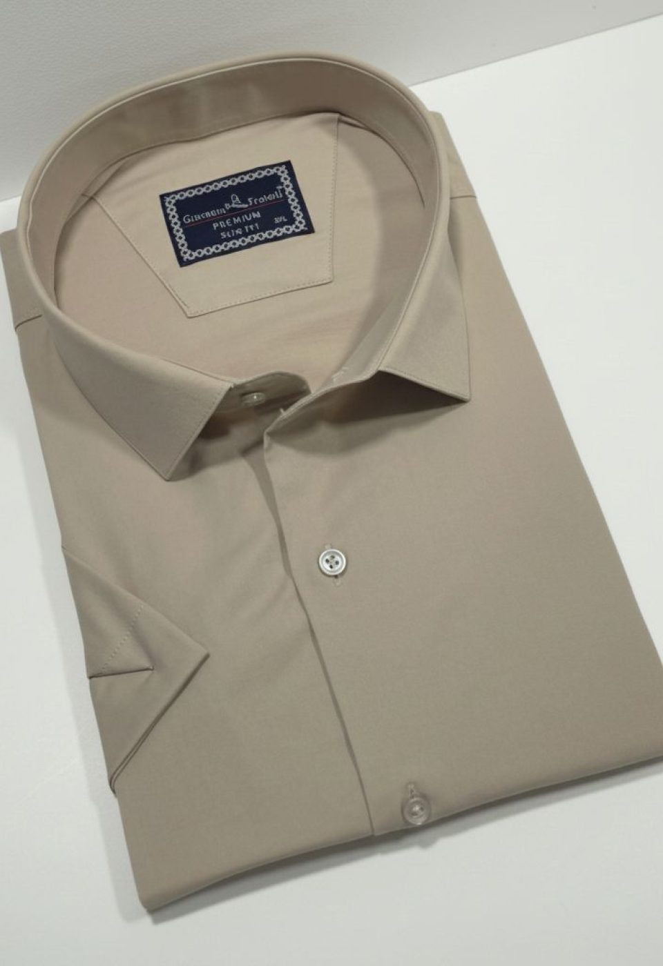 Büyük Beden Slim Fit Kısa Kol Düz Renk Erkek Gömlek 4GMK313036015