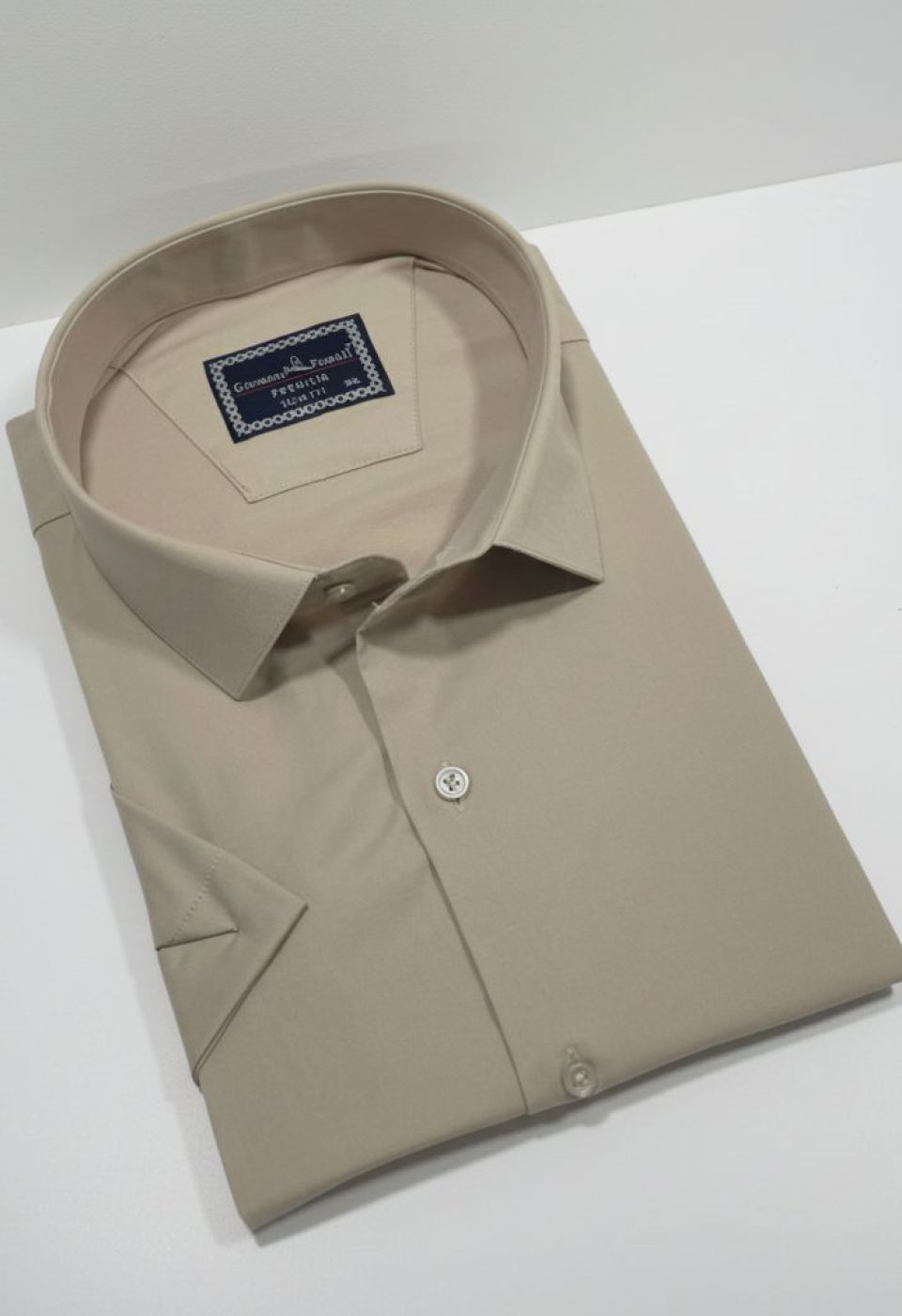 3036 BT CR K SATIN 015 Büyük Beden Slim Fit Kısa Kol Düz Renk Erkek Gömlek 4GMK313036015 - Giovanni Fratelli