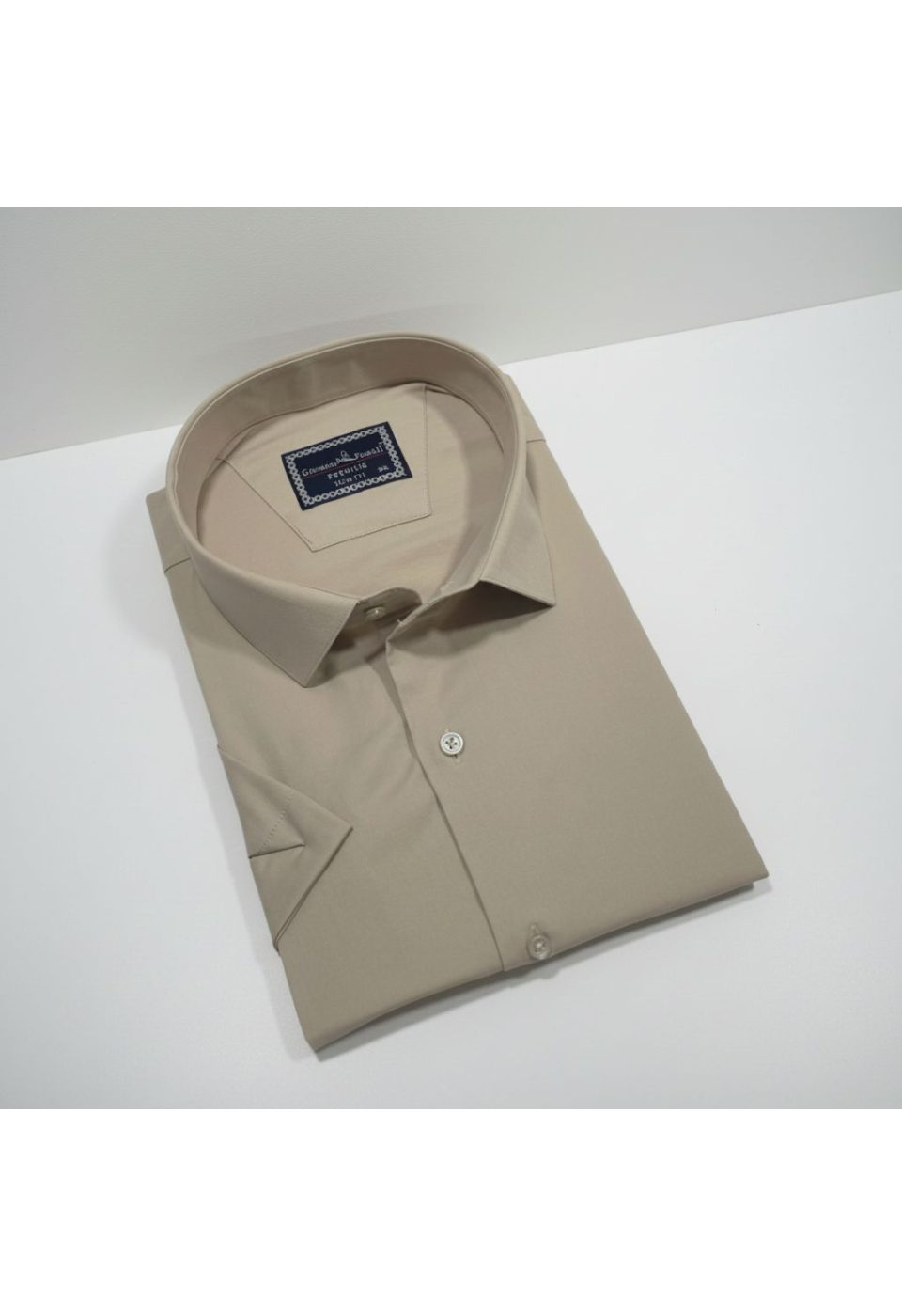 3036 BT CR K SATIN 015 Büyük Beden Slim Fit Kısa Kol Düz Renk Erkek Gömlek 4GMK313036015 - Giovanni Fratelli