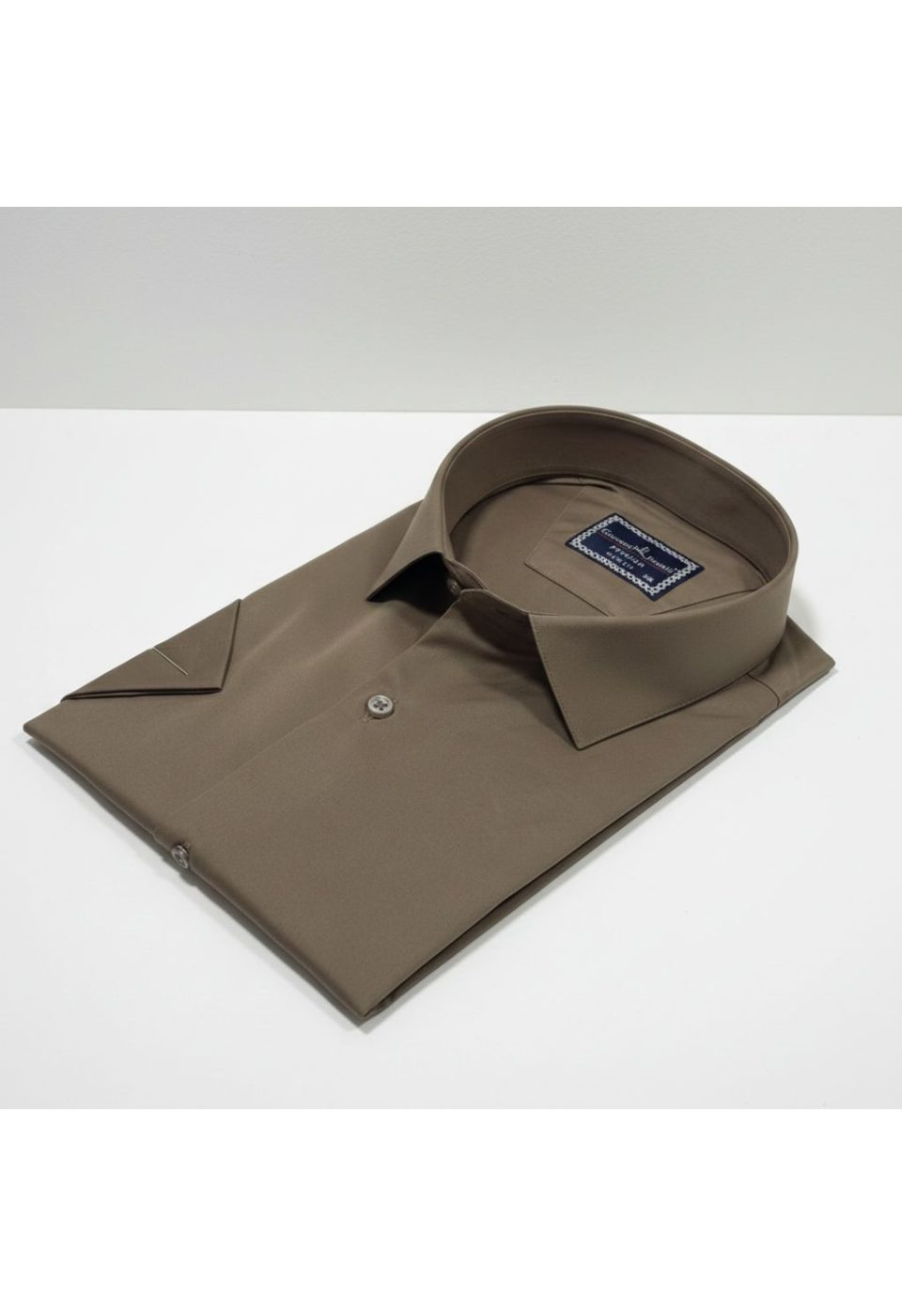 3036 BT CR K SATIN 016 Büyük Beden Slim Fit Kısa Kol Düz Renk Erkek Gömlek 4GMK313036016 - Giovanni Fratelli