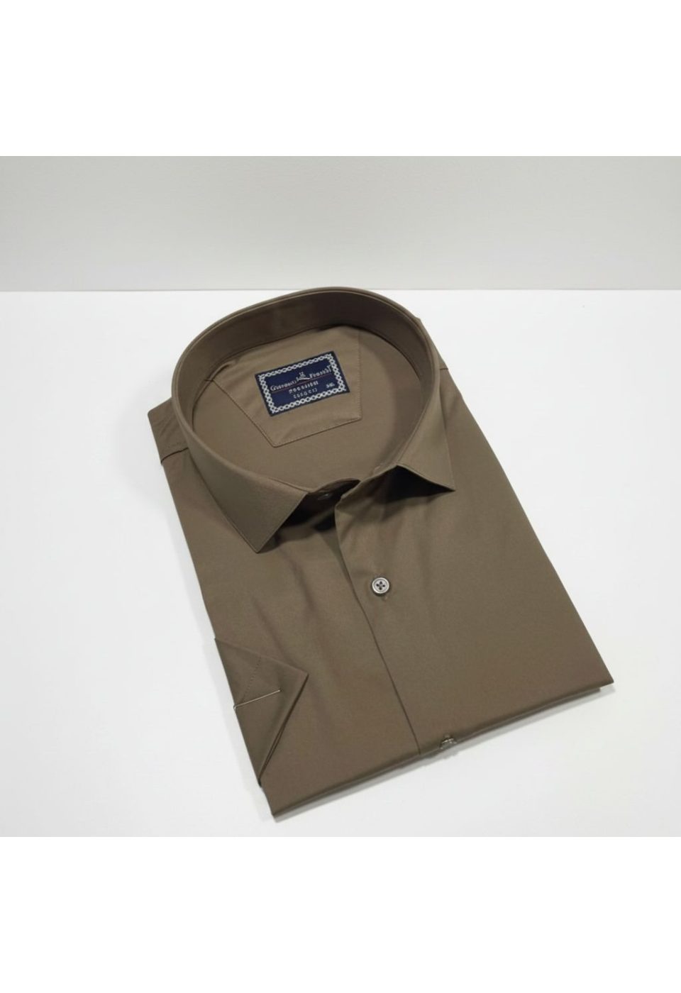 3036 BT CR K SATIN 016 Büyük Beden Slim Fit Kısa Kol Düz Renk Erkek Gömlek 4GMK313036016 - Giovanni Fratelli
