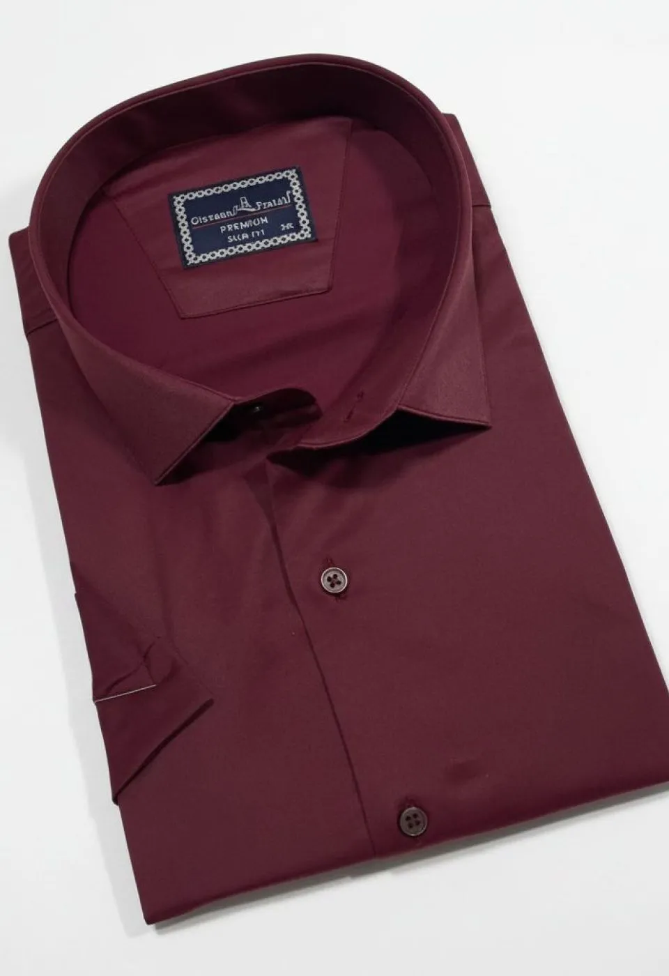 Büyük Beden Slim Fit Kısa Kol Düz Renk Erkek Gömlek 4GMK313036018