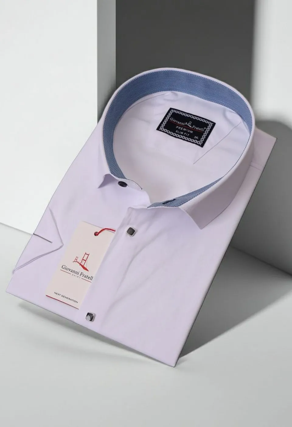 3037 BT CR K SATIN 001 Büyük Beden Slim Fit Kısa Kol Düz Renk Erkek Gömlek 4GMK323037001 - Giovanni Fratelli