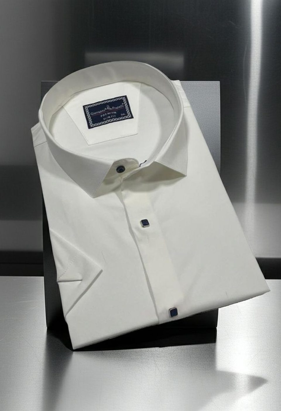 Büyük Beden Slim Fit Kısa Kol Düz Renk Erkek Gömlek 4GMK323037002