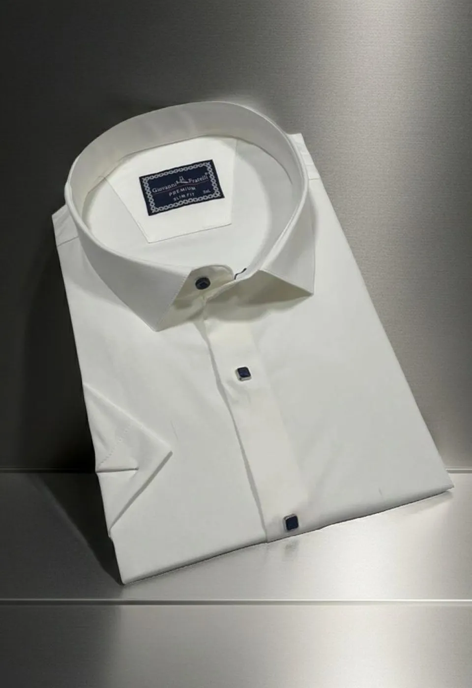 3037 BT CR K SATIN 002 Büyük Beden Slim Fit Kısa Kol Düz Renk Erkek Gömlek 4GMK323037002 - Giovanni Fratelli