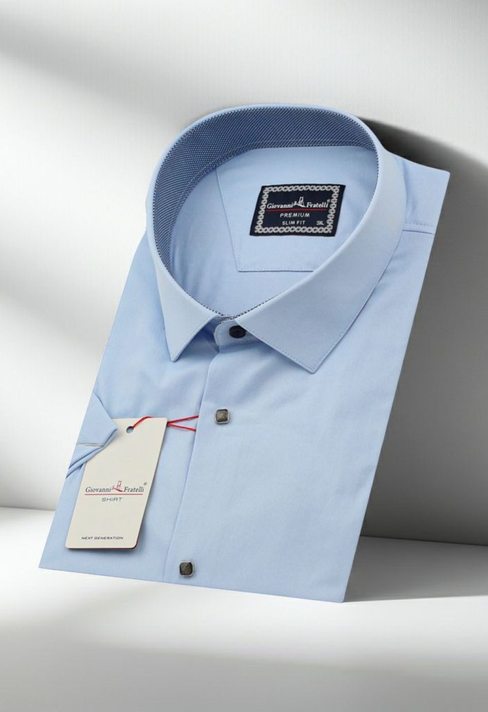 Büyük Beden Slim Fit Kısa Kol Düz Renk Erkek Gömlek 4GMK323037003