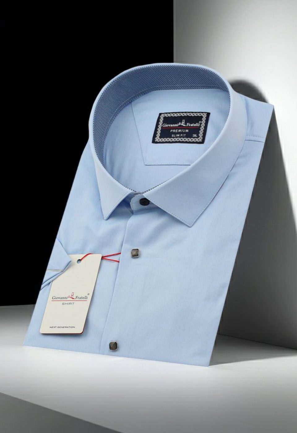 Büyük Beden Slim Fit Kısa Kol Düz Renk Erkek Gömlek 4GMK323037003