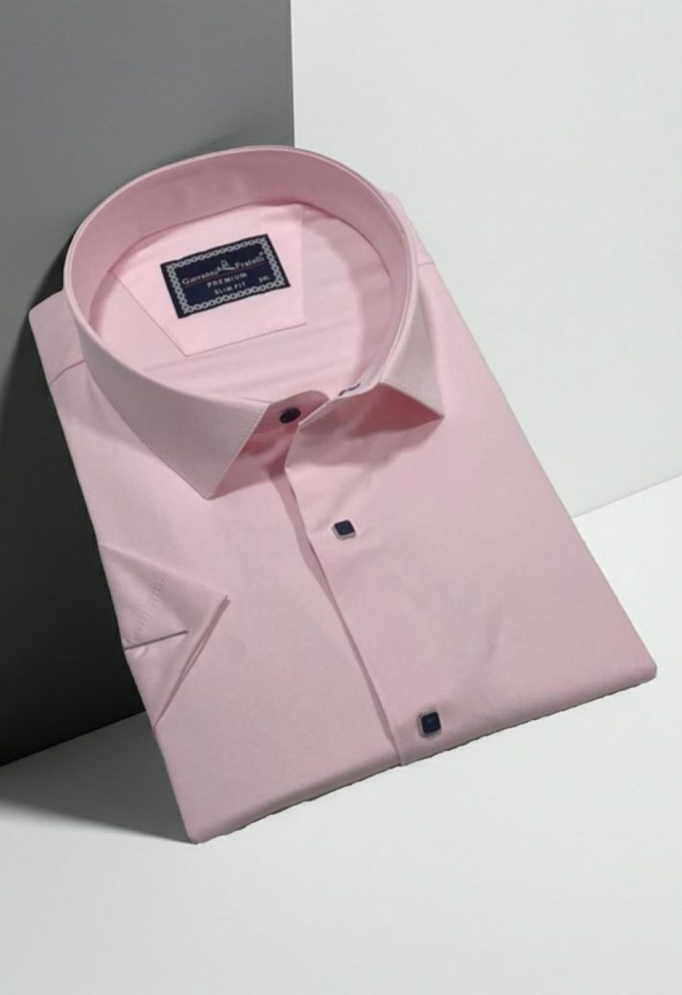 Büyük Beden Slim Fit Kısa Kol Düz Renk Erkek Gömlek 4GMK323037004