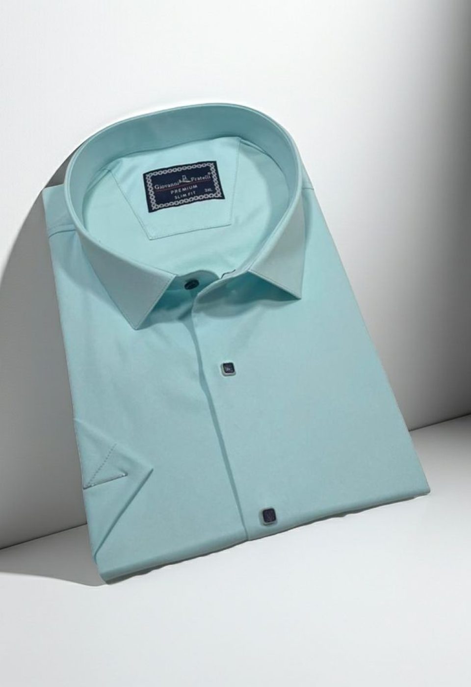 Büyük Beden Slim Fit Kısa Kol Düz Renk Erkek Gömlek 4GMK323037005