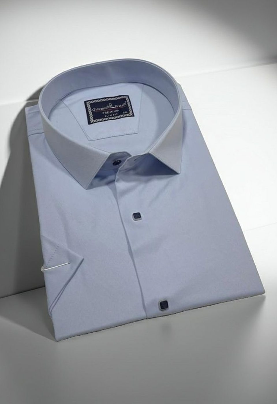 Büyük Beden Slim Fit Kısa Kol Düz Renk Erkek Gömlek 4GMK323037009