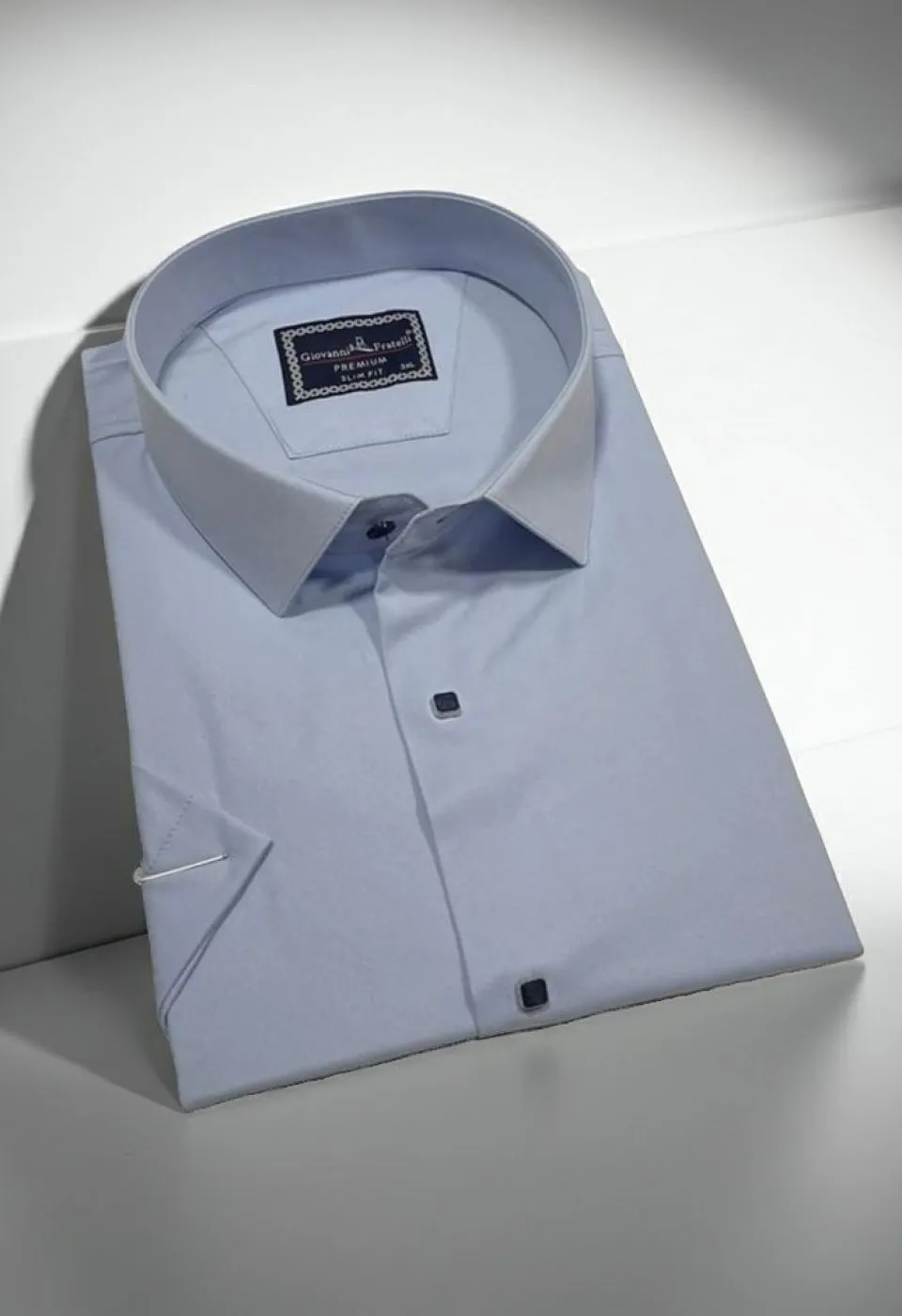 Büyük Beden Slim Fit Kısa Kol Düz Renk Erkek Gömlek 4GMK323037009