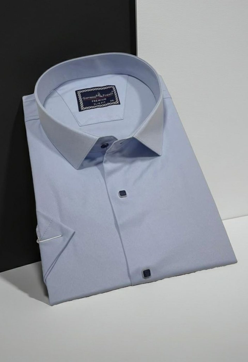 Büyük Beden Slim Fit Kısa Kol Düz Renk Erkek Gömlek 4GMK323037009