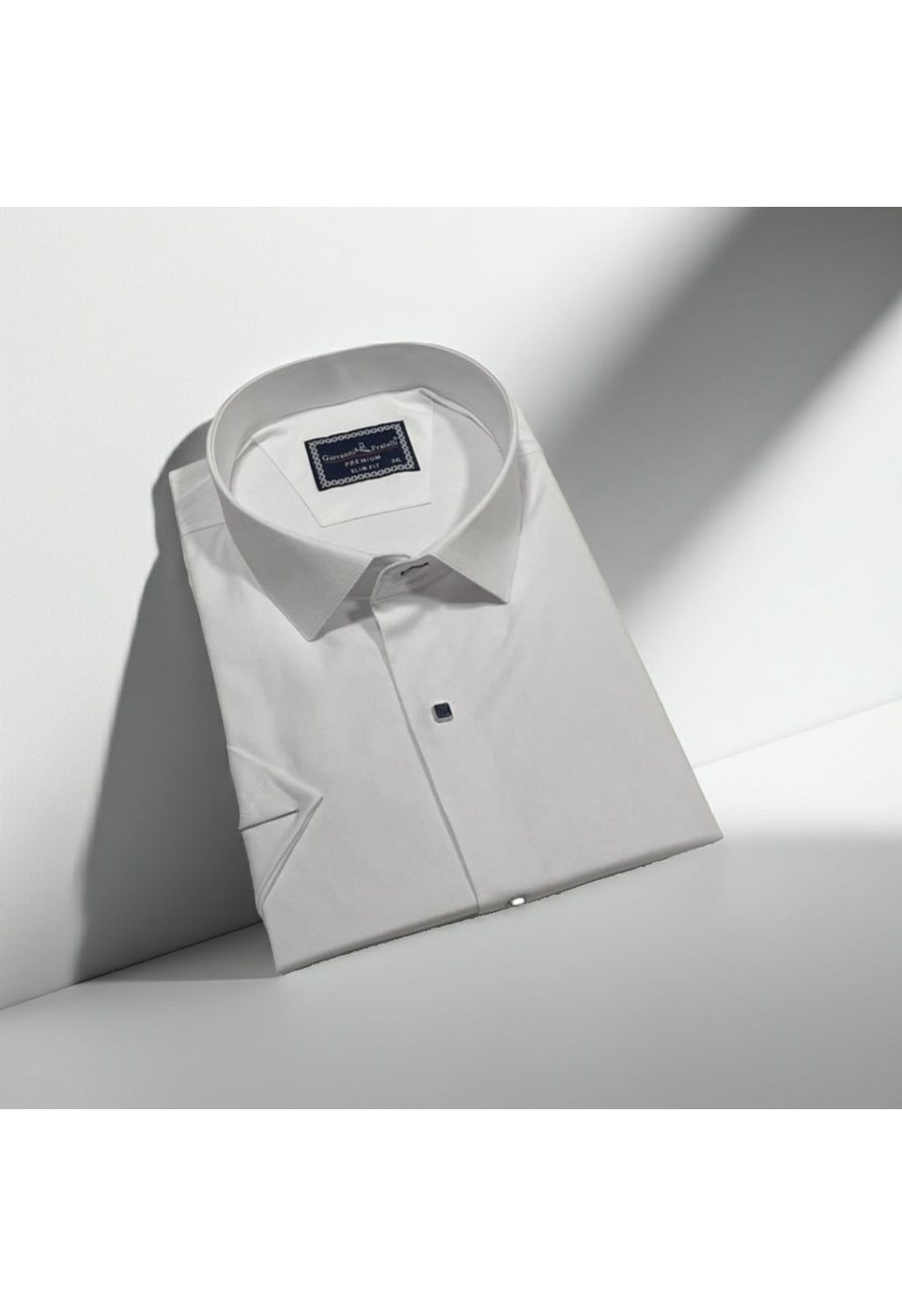 3037 BT CR K SATIN 010 Büyük Beden Slim Fit Kısa Kol Düz Renk Erkek Gömlek 4GMK323037010 - Giovanni Fratelli