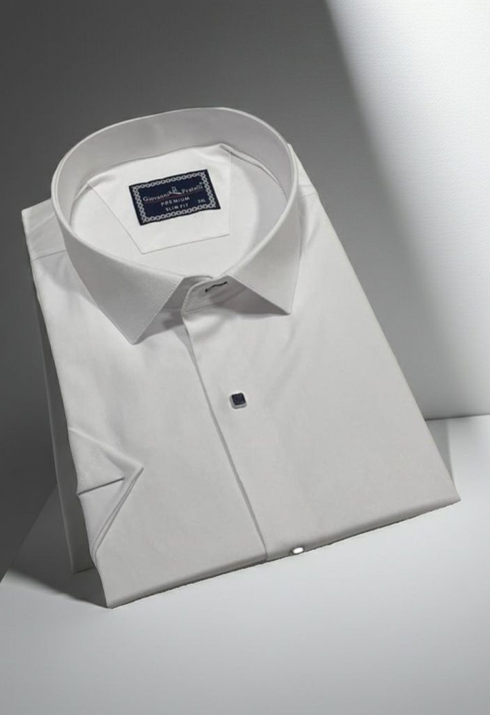 3037 BT CR K SATIN 010 Büyük Beden Slim Fit Kısa Kol Düz Renk Erkek Gömlek 4GMK323037010 - Giovanni Fratelli
